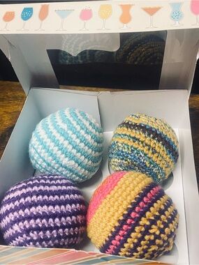 4X packed Juggling Foot Crochet Bags 
Multicolored